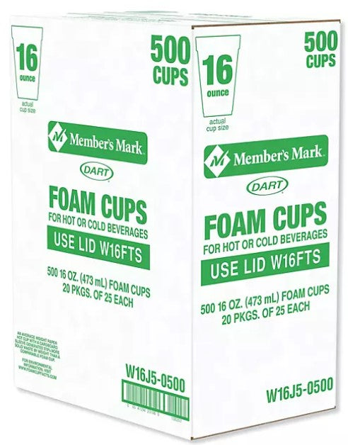 Dart Foam Cups for Hot and Cold Beverages, White