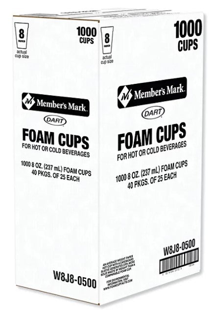 Dart Foam Cups for Hot and Cold Beverages, White