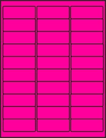 Labels 30UP 2.625"x1" 30 Labels Per Sheet. (200 Sheets Fluorescent Colors)