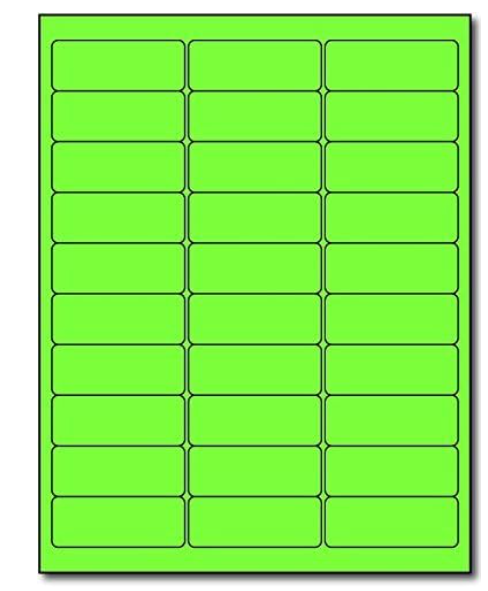 Labels 30UP 2.625"x1" 30 Labels Per Sheet. (200 Sheets Fluorescent Colors)