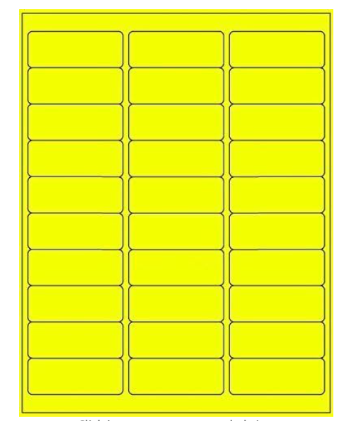 Labels 30UP 2.625"x1" 30 Labels Per Sheet. (200 Sheets Fluorescent Colors)