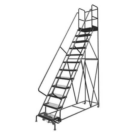 156 in H Steel Rolling Ladder, 12 Steps