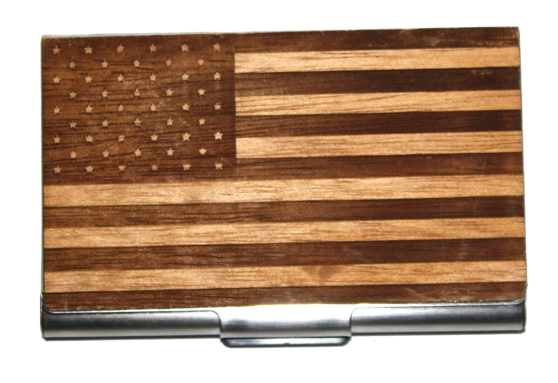 American Flag Wooden Business Card Holder